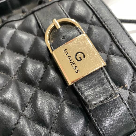 G by Guess Quilted Black Combat Boots SIZE 9M Goldtone Hardware Lug Sole Shoes - Picture 4 of 9